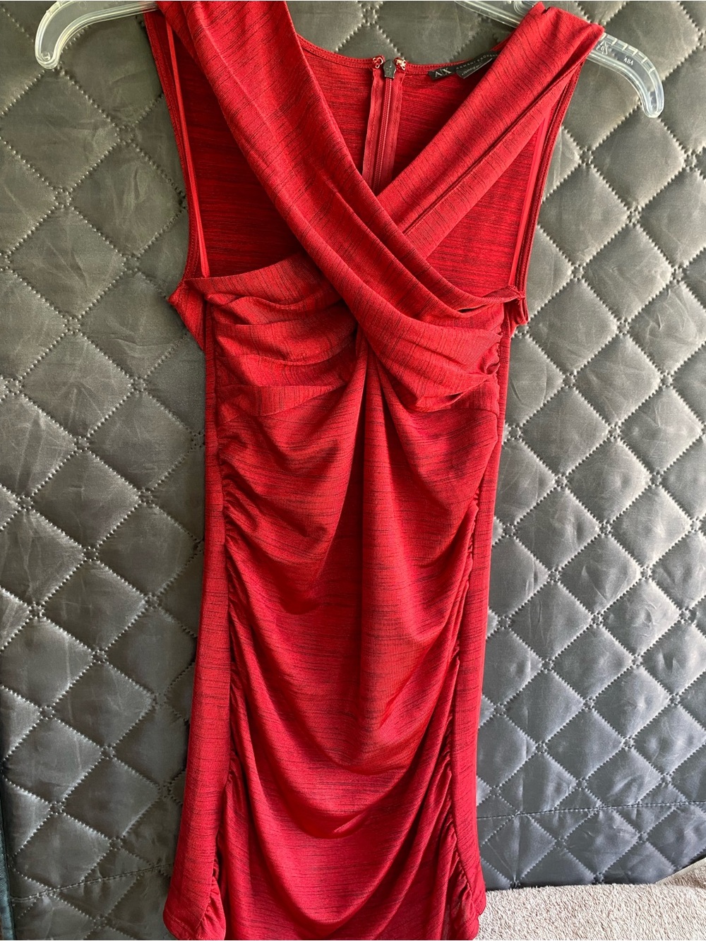 A|X Armani Exchange Red Sleeveless Ruched Cocktail Dress S
